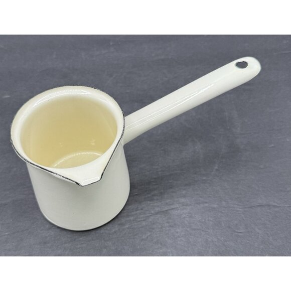 Chaiwalla Off White Enamel Coffee Pot Enamelware Butter Syrup Turkish Coffee - Picture 2 of 8